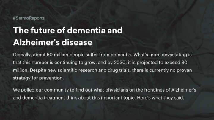 Title slide discussing the future of dementia and Alzheimer's disease, highlighting alarming statistics and the lack of effective prevention or screening strategies.