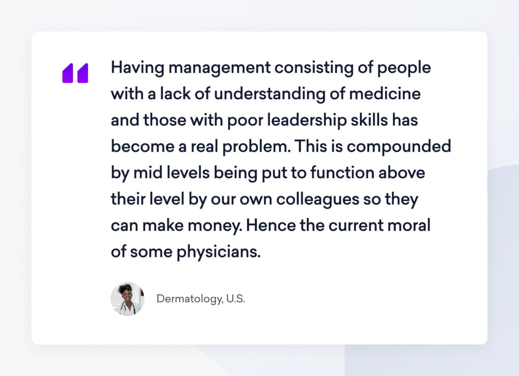 sermo member sharing insights on the issues with physician morale that leads to poor retention of employees