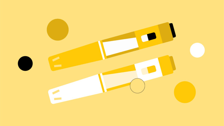 Two yellow and white marker pens are placed diagonally on a yellow background with scattered colored circles, evoking the bright energy often found in doctors’ offices.