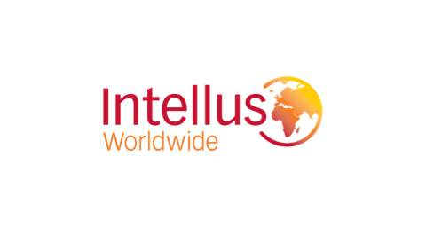 Logo of Intellus Worldwide, showcasing the company name in red text alongside an orange globe icon, representing guaranteed quality.