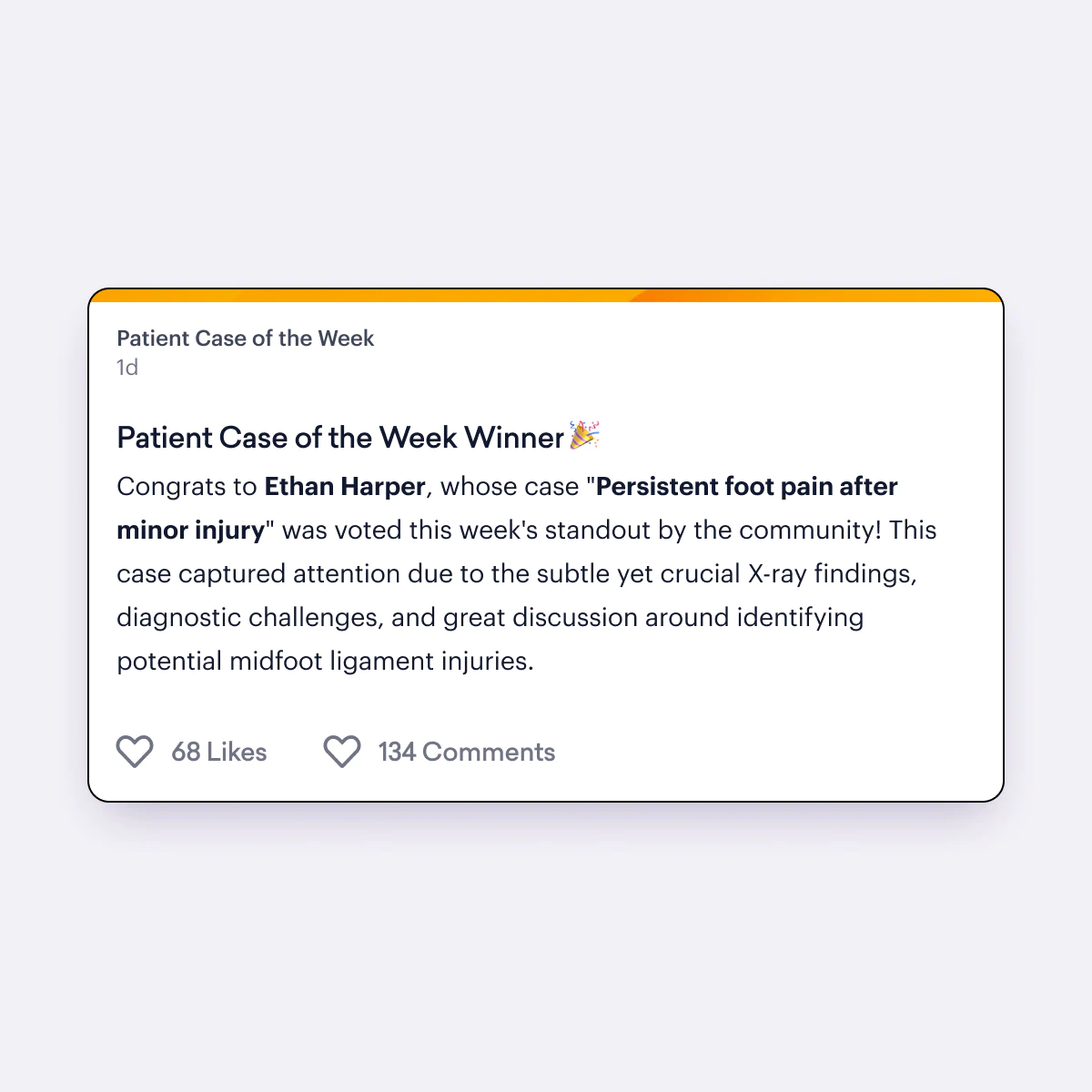 A Sermo Team post announcing the winner of an iteration of Patient Case of the Week